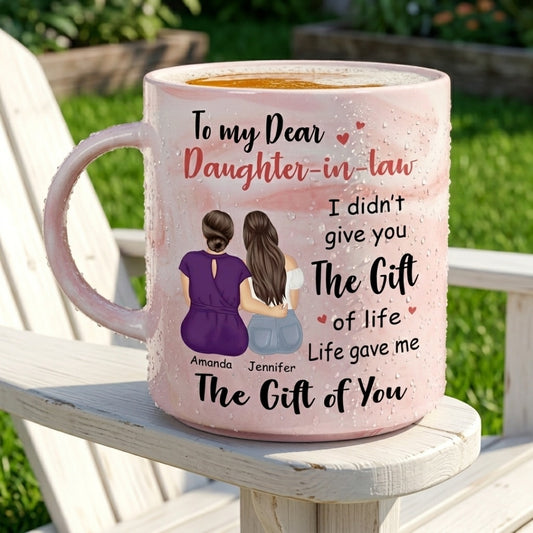 Personalized Daughter-in-Law Marble Mug: 'Life Gave Me The Gift of You'