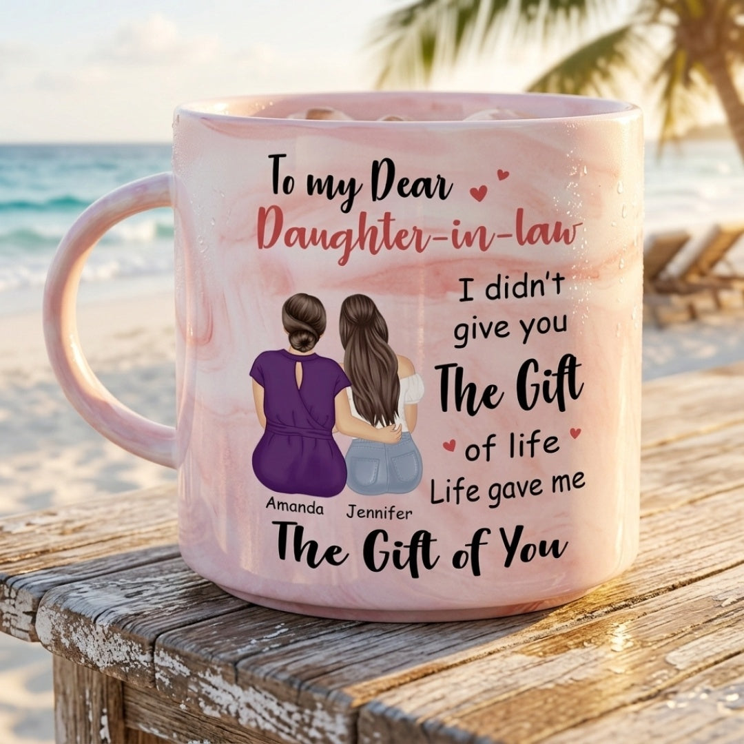 Personalized Daughter-in-Law Marble Mug: 'Life Gave Me The Gift of You'