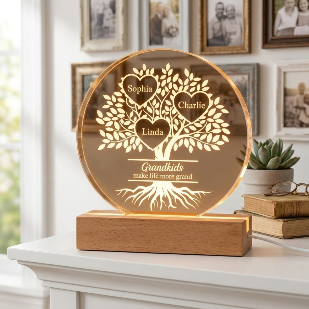 Grandkids Make Life More Grand - Personalized Acrylic Block LED Night Light