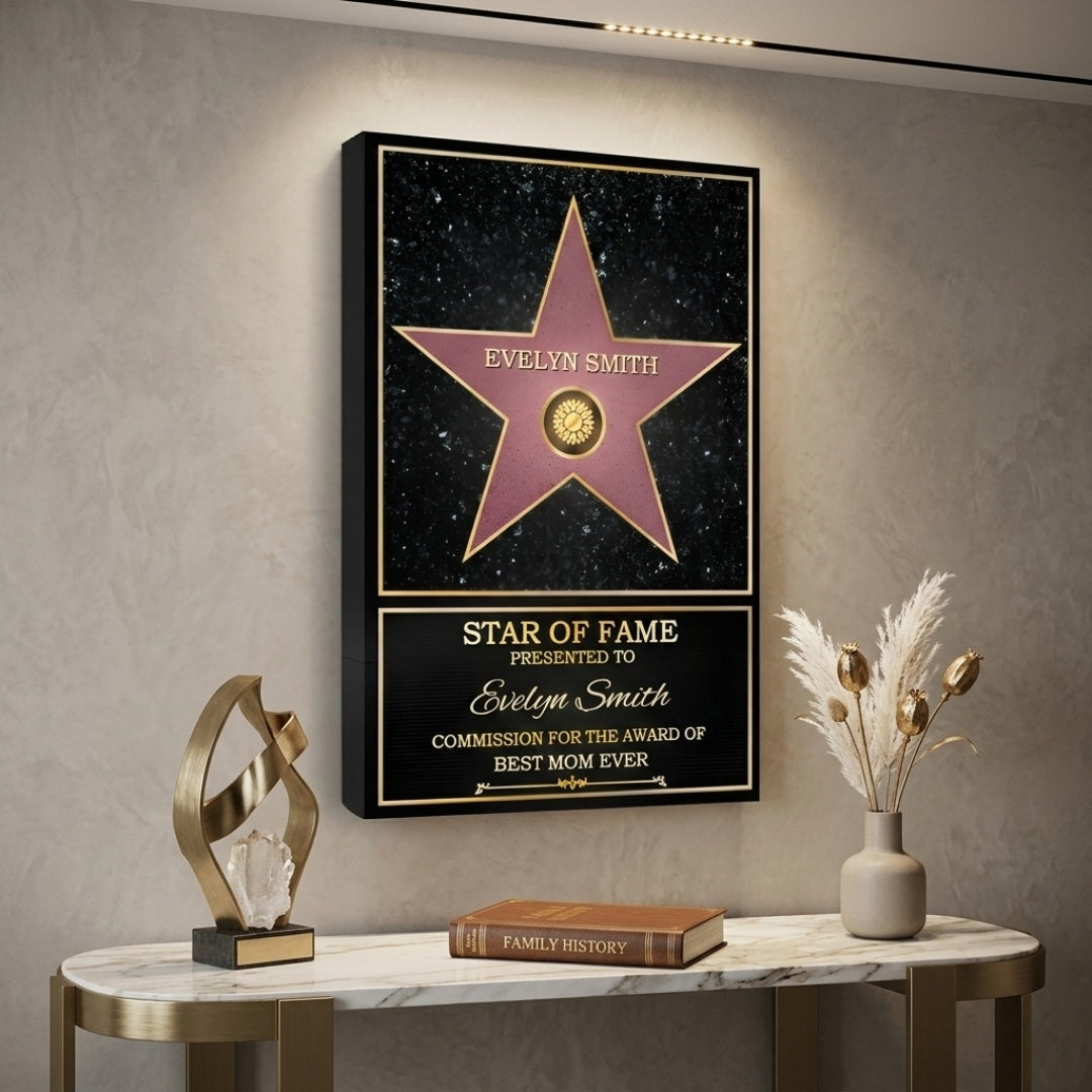Custom 'Best Mom Ever' Star of Fame Canvas - Personalized Wall Art Gift