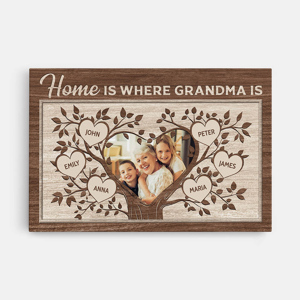 Home Is Where Grandma Is - Personalized Custom Family Name Canvas / Poster