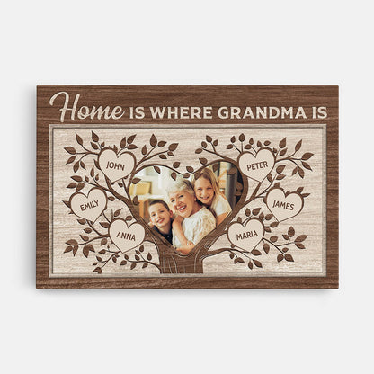 Home Is Where Grandma Is - Personalized Custom Family Name Canvas / Poster