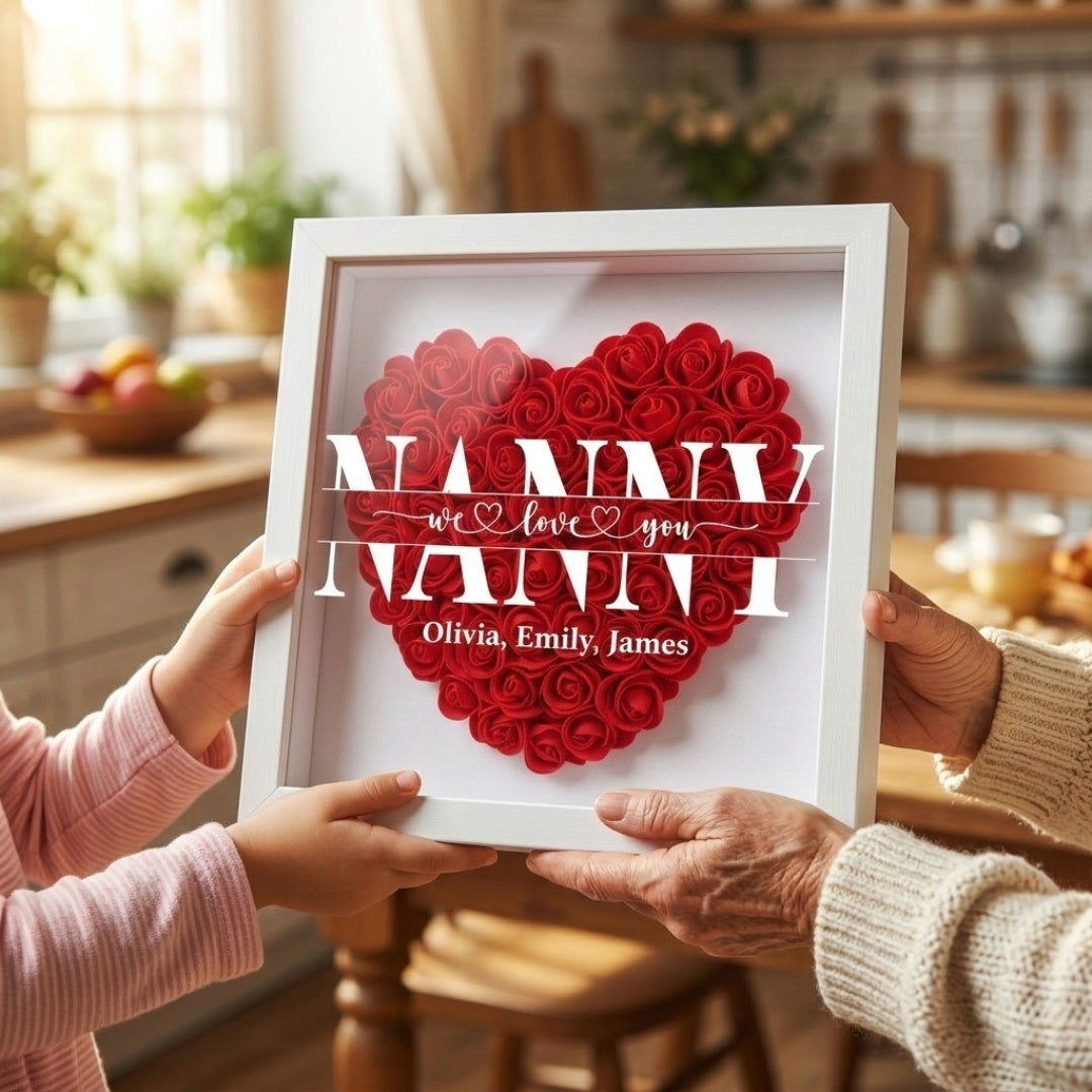 We Love You Nanny - Personalized Flower Shadow Box