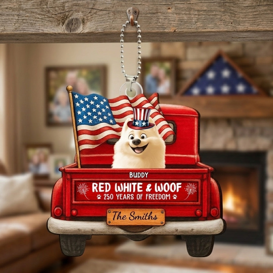 USA "250 Years Of Freedom" - Personalized Custom Vintage Truck Acrylic Car Ornament