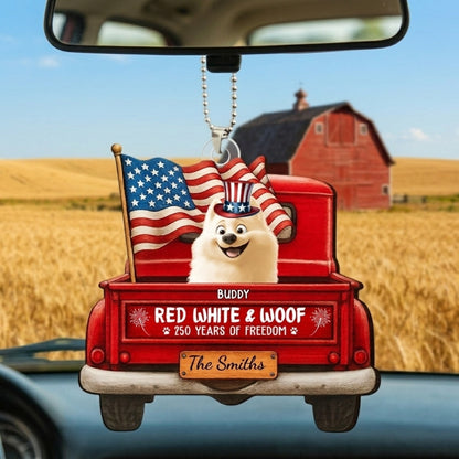 USA "250 Years Of Freedom" - Personalized Custom Vintage Truck Acrylic Car Ornament