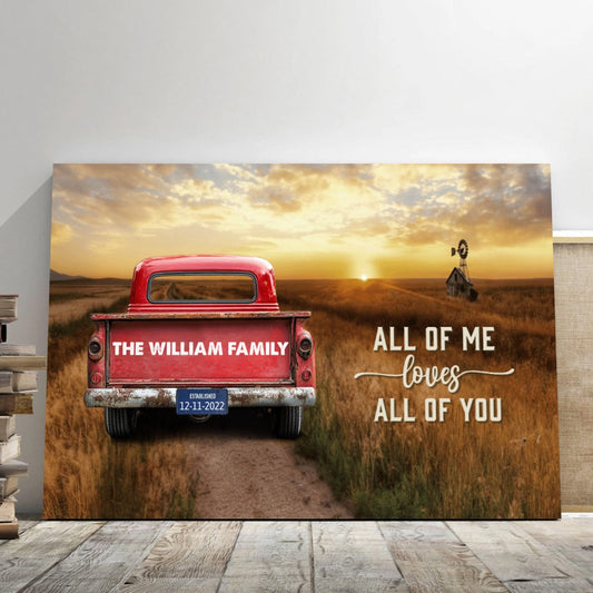 Personalized Rustic Canvas: 'All of Me Loves All of You' Couple Gift