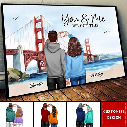 Personalized Couple Bridge Landscape Poster / Canvas - Custom Valentine’s Day or Anniversary Gift