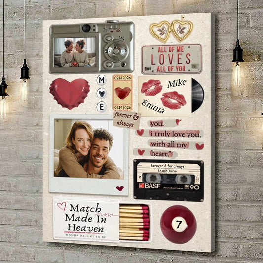 Personalized Custom Couple’s Memory Scrapbook Canvas / Poster - Anniversary & Valentine’s Day Gift