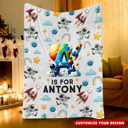 Monster Truck Astronaut Letter - Personalized Custom Kid Blanket
