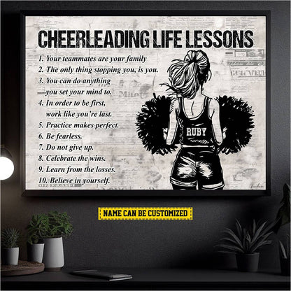 “Cheerleading Life Lessons” Personalized Poster / Canvas - Gift for Girls & Cheerleading Lovers