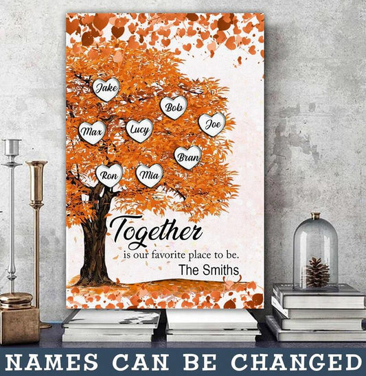Personalized Family Tree Canvas: 'Together is Our Favorite Place to Be'