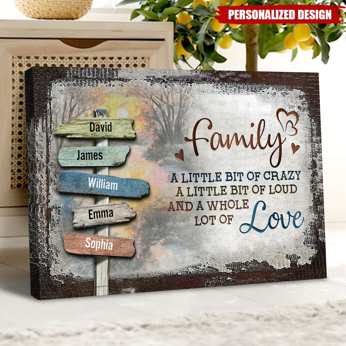 Our Crazy Loud Love - Personalized Family Vintage Sunset Poster / Canvas