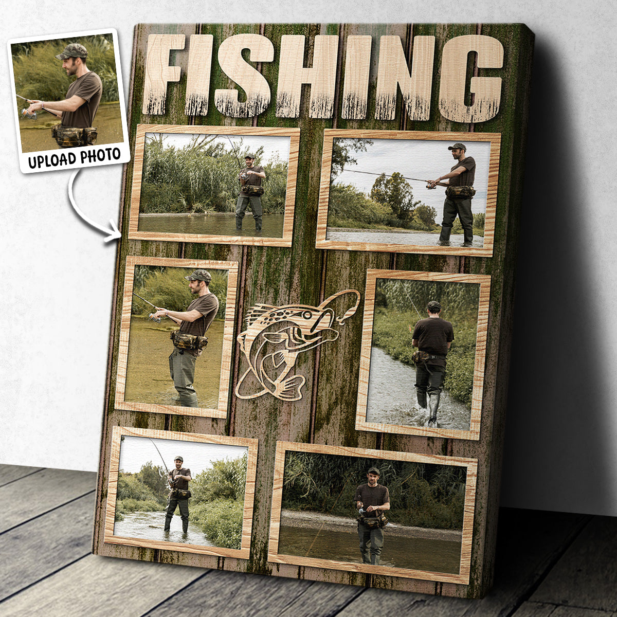 Personalized Custom Fishing Photo Canvas / Poster - Gift For Fishing Lovers