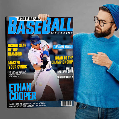 Personalized Baseball Magazine Cover - “Player of the Year” Custom Sports Poster / Canvas