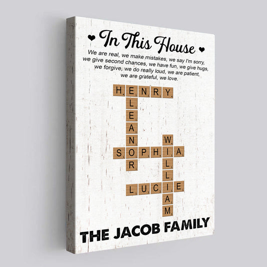 In This House We Are - Personalized Family Crossword Canvas / Poster