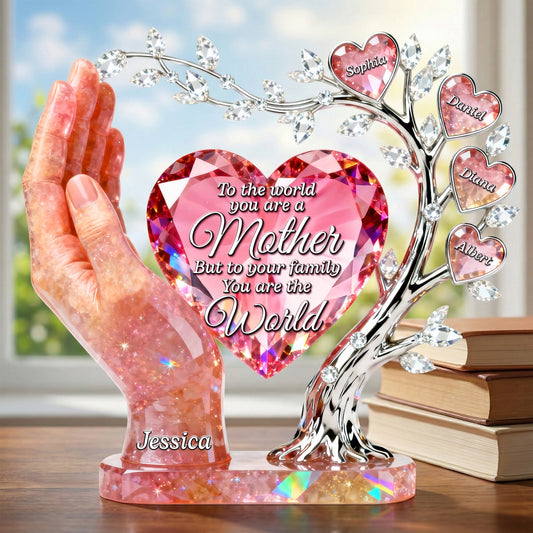 Personalized Heart of Family Acrylic Plaque – Custom Gifts For Mom