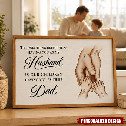 Personalized Husband And Dad Hands Canvas for Husband with personalized design details for meaningful gifting image 9