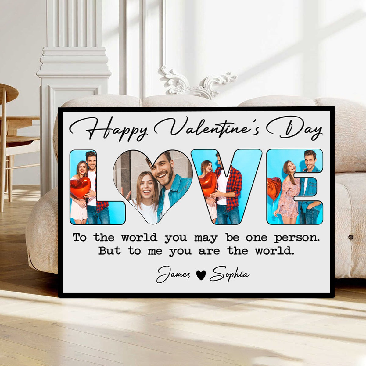 To Me You Are The World - Personalized Custom Couple Photo Canvas / Poster