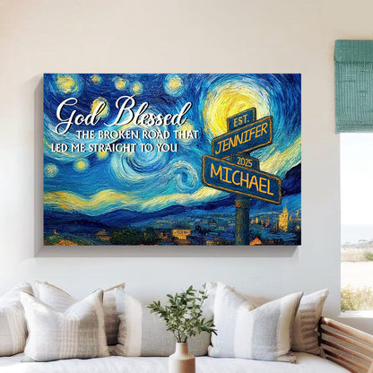 “The Path to Us” - Personalized Road Sign Couples Canvas / Poster