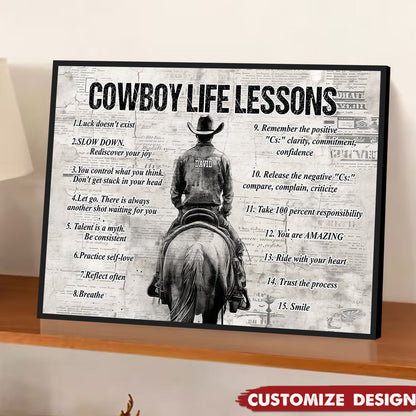 Personalized Cowboy Life Lessons Poster / Canvas - Gift For Cowboy