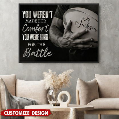 Personalized “You Were Born For The Battle” Rugby Canvas / Poster - Motivational Gift for Rugby Lovers