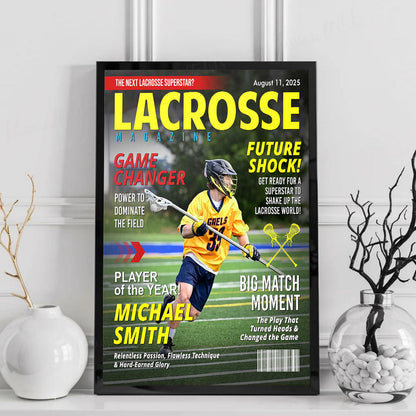 Custom Lacrosse Magazine Cover Poster / Canvas - Personalized Gift For Lacrosse Player