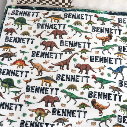 Personalized Children’s Dinosaur Forest Name Blankets