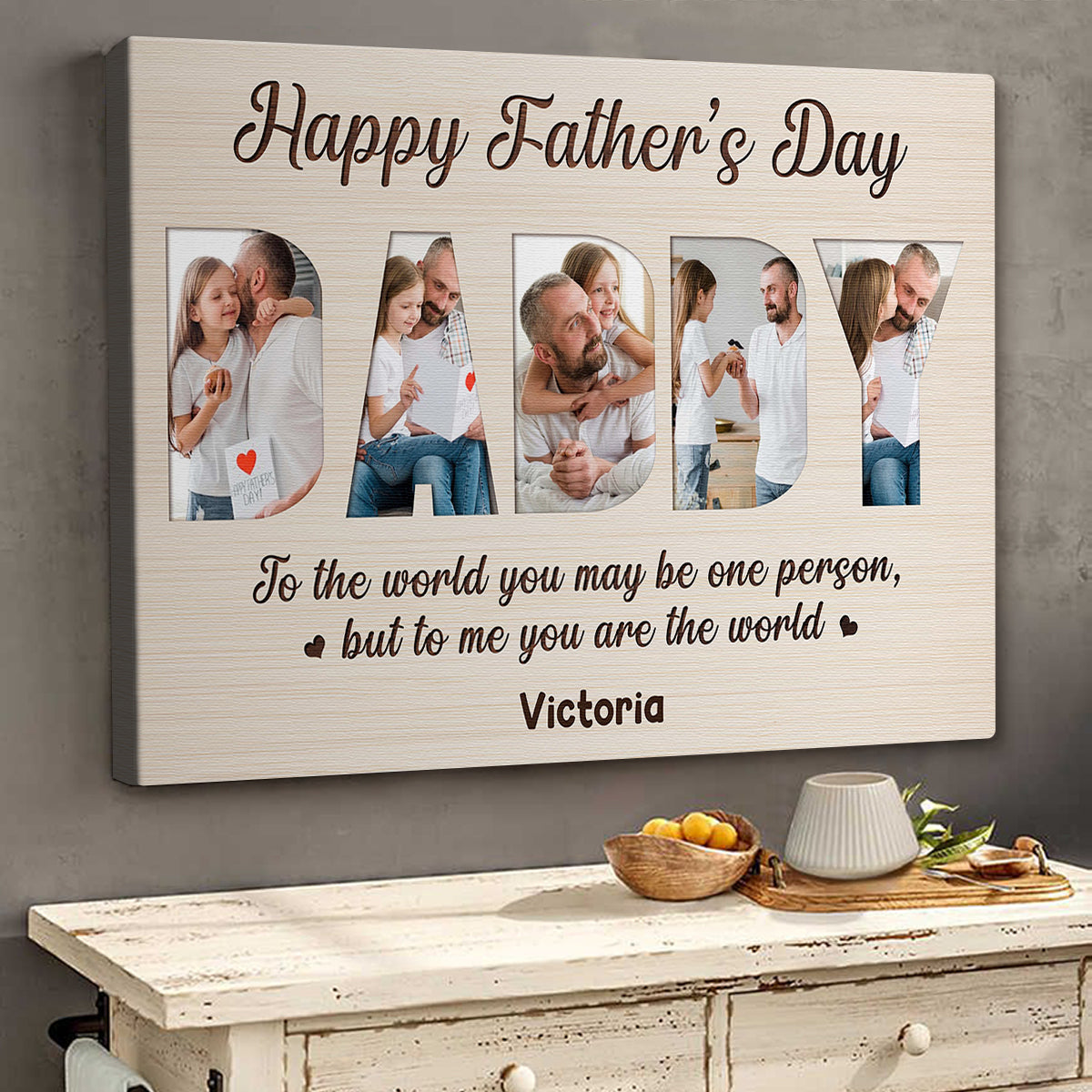 Personalized Happy Father’s Day Canvas / Poster - Custom Photo Gift for Dad