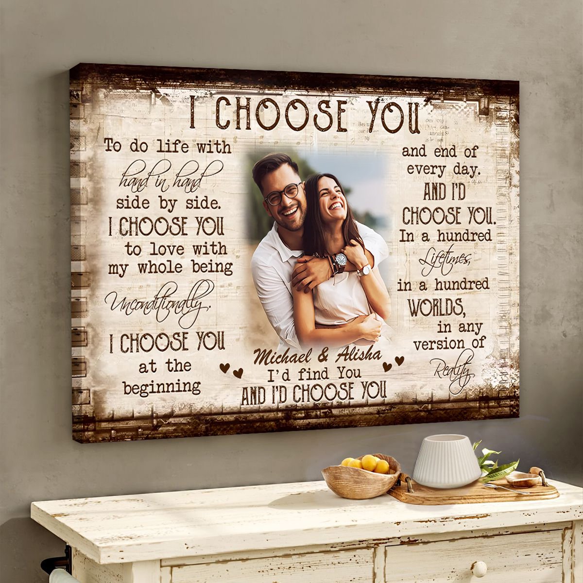 Personalized I Choose You Couple Photo Canvas / Poster - Custom Anniversary Alentine's Day Gifts