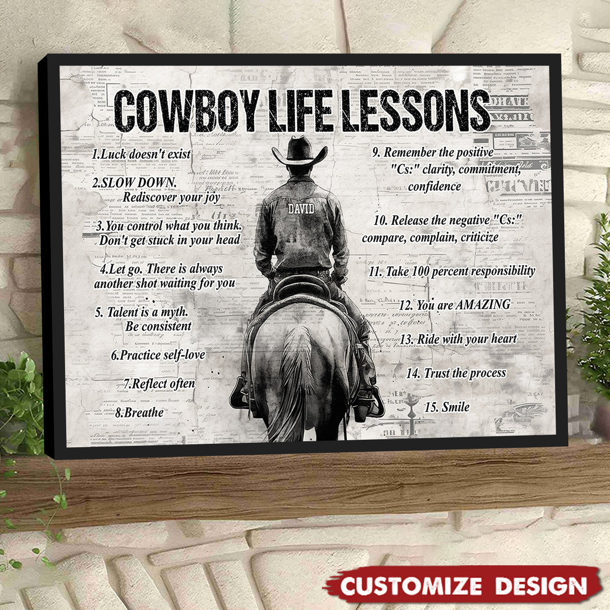 Personalized Cowboy Life Lessons Poster / Canvas - Gift For Cowboy