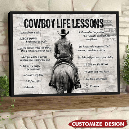 Personalized Cowboy Life Lessons Poster / Canvas - Gift For Cowboy