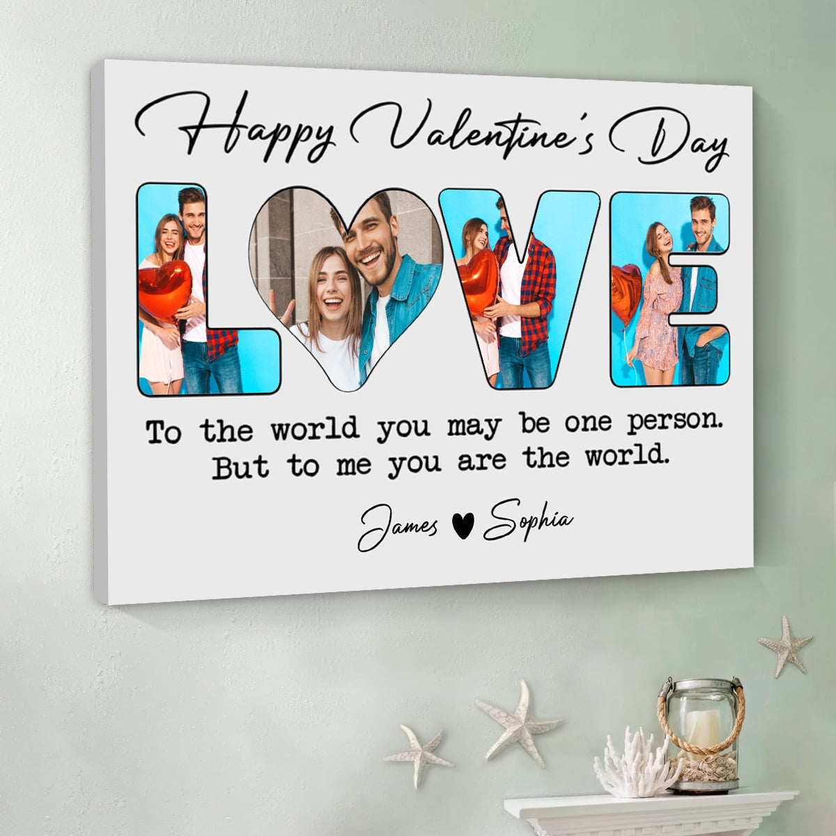 To Me You Are The World - Personalized Custom Couple Photo Canvas / Poster