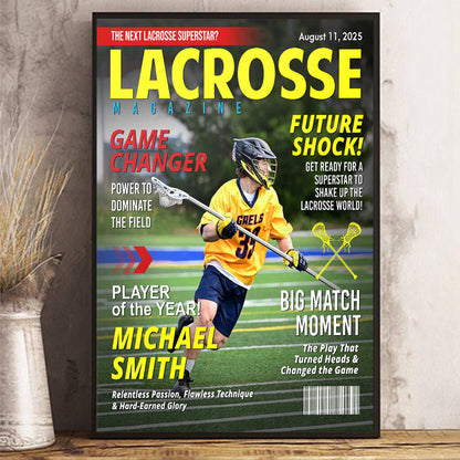 Custom Lacrosse Magazine Cover Poster / Canvas - Personalized Gift For Lacrosse Player