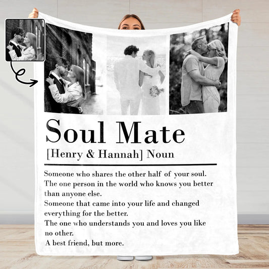 Soul Mate Definition - Personalized Custom Couple Blanket