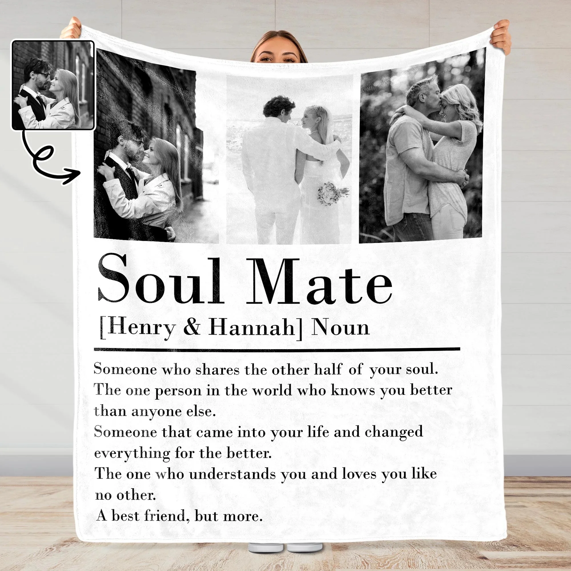 Soul Mate Definition - Personalized Custom Couple Blanket