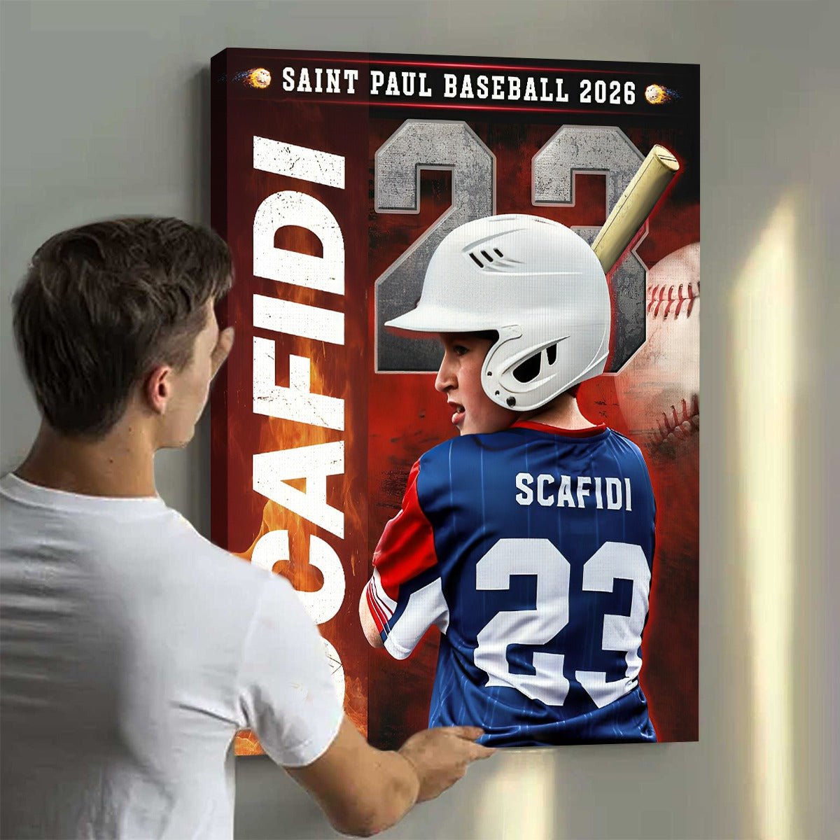 Custom Baseball Senior Portrait Canvas / Poster - Personalized with Name & Number
