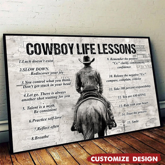 Personalized Cowboy Life Lessons Poster / Canvas - Gift For Cowboy
