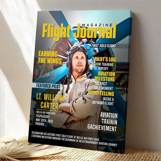 Personalized Pilot “Magazine Cover” Canvas / Poster - Custom Aviation Flight Journal Gift
