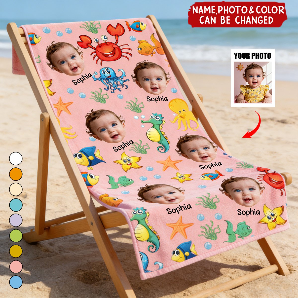 Towel material and size view - Custom Photo Beach Towel