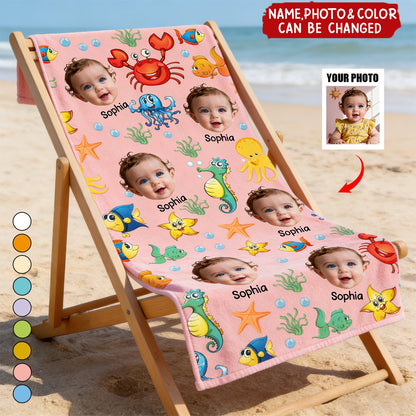 Towel material and size view - Custom Photo Beach Towel
