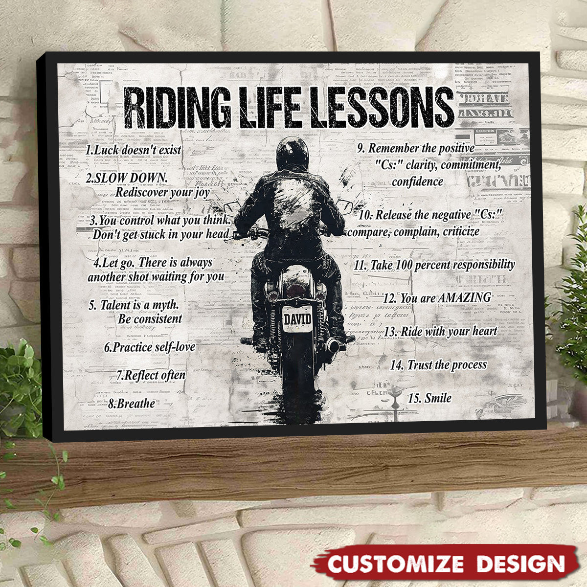 Personalized Quote Riding Life Lessons Poster / Canvas - Motivational Gift For Biker