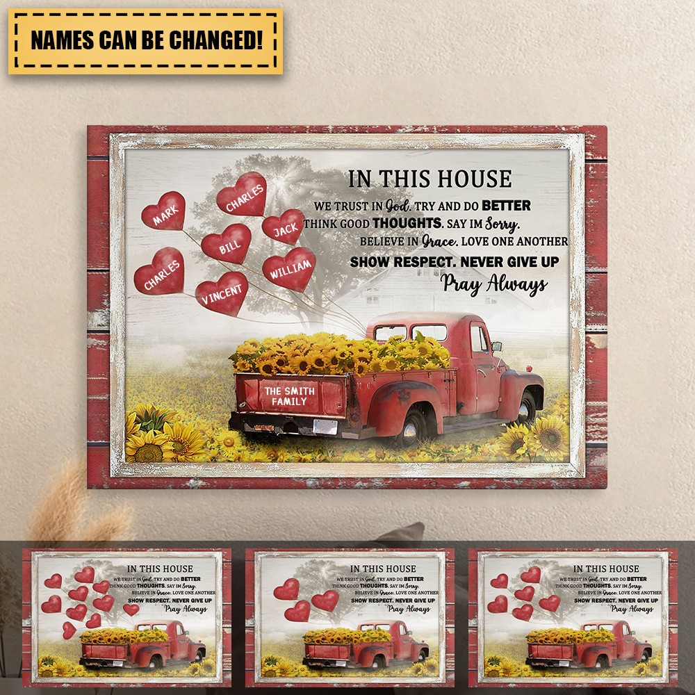 In This House We Trust In God - Personalized Family Wall Decor Canvas / Poster