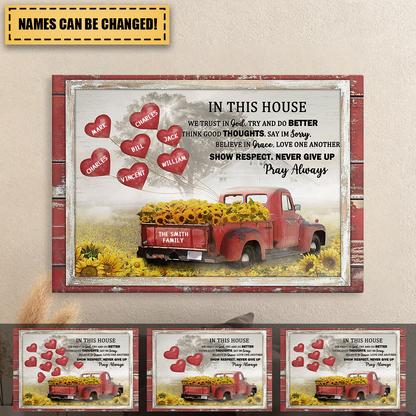 In This House We Trust In God - Personalized Family Wall Decor Canvas / Poster