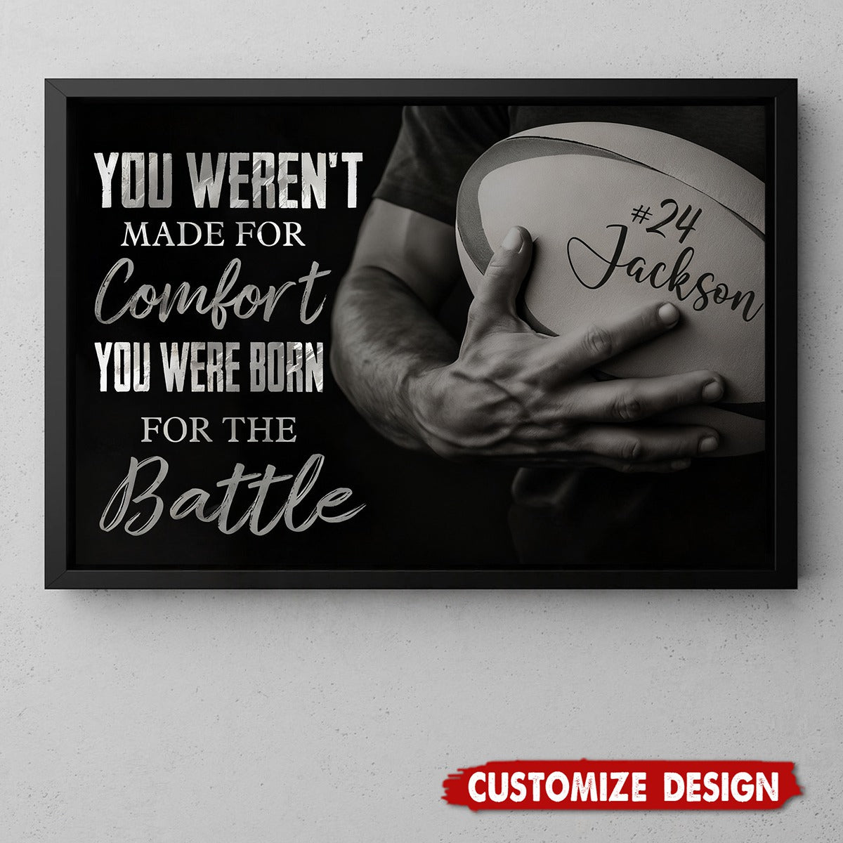 Personalized “You Were Born For The Battle” Rugby Canvas / Poster - Motivational Gift for Rugby Lovers