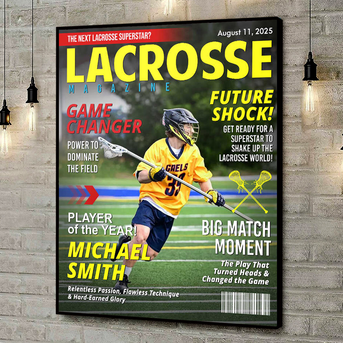 Custom Lacrosse Magazine Cover Poster / Canvas - Personalized Gift For Lacrosse Player