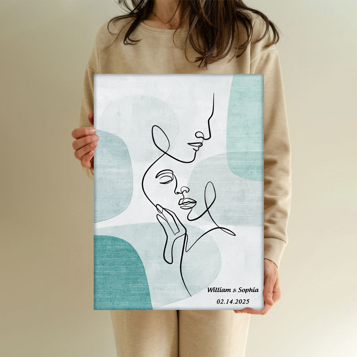 Personalized Sentimental Line Couple Art Canvas / Poster - Custom Couple Gift