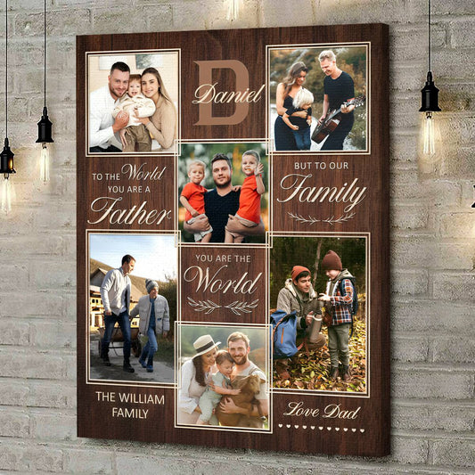 Custom Father Photo Collage Canvas for Dad with personalized design details for meaningful gifting