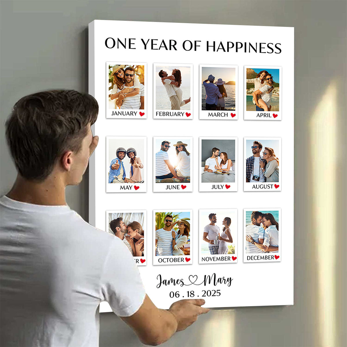 A Year Full Of Love - Personalized Custom Couple Photo Canvas / Poster
