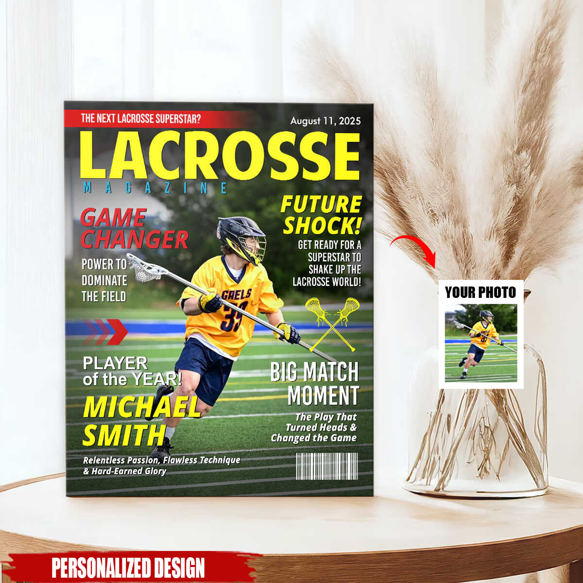 Custom Lacrosse Magazine Cover Poster / Canvas - Personalized Gift For Lacrosse Player