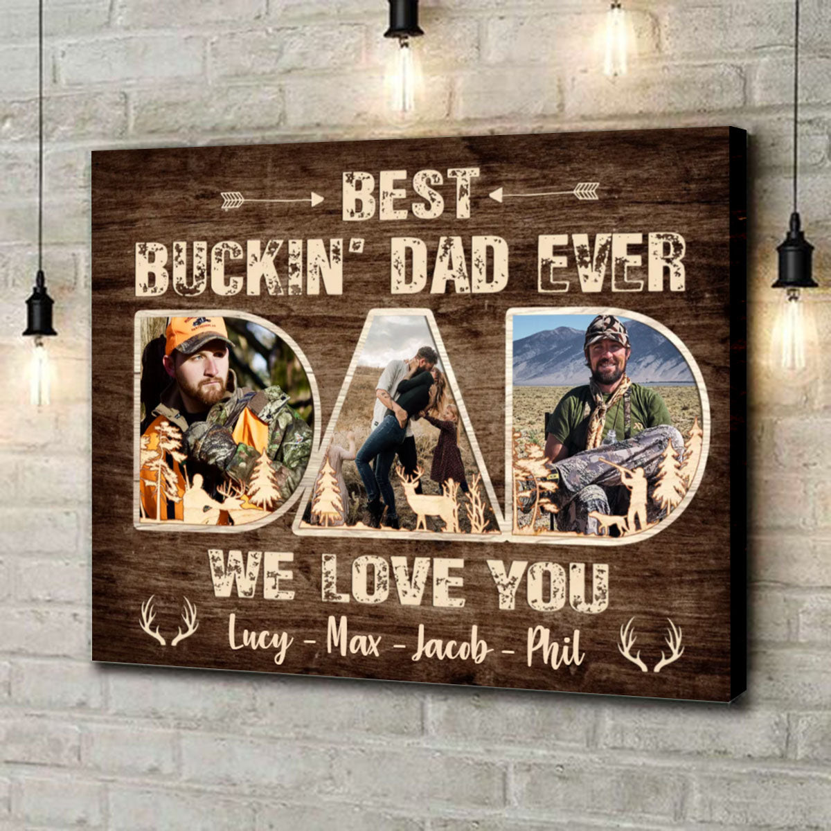 Personalized Best Buckin’ Dad Ever Photo Canvas / Poster - Gift for Hunter Dad